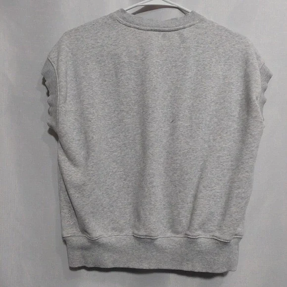 Athleta Womens Sweatshirt SP Gray Sleeveless Crewneck Pullover Ribbed Short - Picture 4 of 6